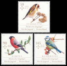 FRG MiNo. 3023-3025 set ** Youth 2013: Native songbirds, MNH