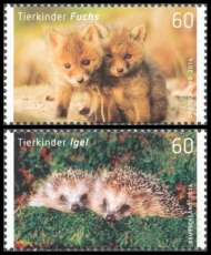 FRG MiNo. 3047-3048 set ** Animal Babies: fox and hedgehog, MNH