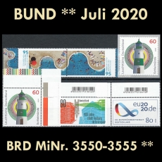 BRD MiNr. 3550-3555 ** Neuausgaben Bund Juli 2020, postfrisch