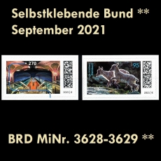 BRD MiNr. 3628-3629 ** Selbstklebende Bund September 2021, postfrisch