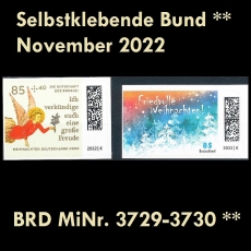 FRG MiNo. 3729-3730 ** Self-Adhesives Germany November 2022, MNH