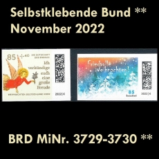 BRD MiNr. 3729-3730 ** Selbstklebende Bund November 2022, postfrisch