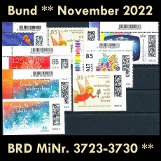 FRG MiNo. 3723-3730 ** New issues Germany November 2022, MNH