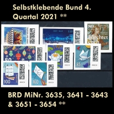 BRD MiNr. 3635, 3641-3643 & 3651-3654 ** Selbstklebende Bund Q 4 2021, postfr.