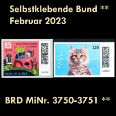 FRG MiNo. 3750-3751 ** Self-Adhesives Germany February 2023, MNH