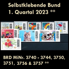 BRD MiNr. 3740-3744, 3750, 3751, 3756 & 3757 ** Selbstkl. Bund Q1 2023, postfr.