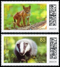 FRG MiNo. 3681-3682 Set ** Series Young Wild Animals: Badger & Lynx, MNH