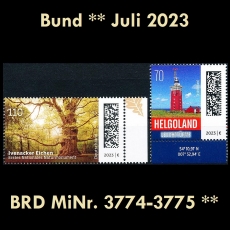 FRG MiNo. 3774-3775 ** New issues Germany July 2023, MNH
