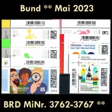 BRD MiNr. 3762-3767 ** Neuausgaben Bund Mai 2023, postfrisch