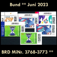 BRD MiNr. 3768-3773 ** Neuausgaben Bund Juni 2023, postfrisch