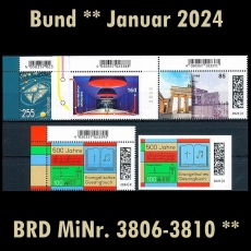 FRG MiNo. 3806-3810 ** New issues Germany January 2024, MNH