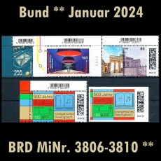 BRD MiNr. 3806-3810 ** Neuausgaben Bund Januar 2024, postfrisch