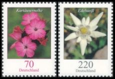 FRG MiNo. 2529-2530 set ** Flowers (XI):  Carthusian pink and edelweiss, MNH