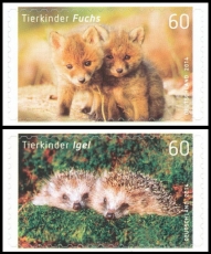 FRG MiNo. 3053-3054 set ** Baby Animals Fox Hedgehog, MNH, self-adhesive