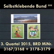 FRG MiNo. 3167-3179 ** Self-adhesives Germany Q3 2015, MNH