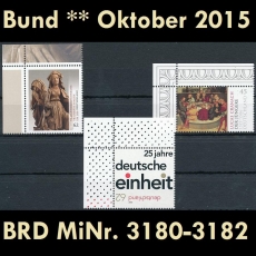 FRG MiNo. 3180-3182 ** New issues Germany October, MNH