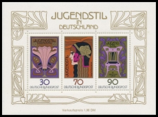 BRD MiNr. Block 14 (923-925) ** 75 Jahre Jugendstil in Deutschland, postfrisch