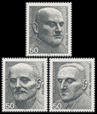 FRG MiNo. 871-873 set ** German winners of Nobel Peace Prize, MNH, from sheet