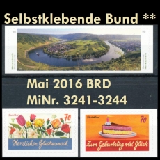 FRG MiNo. 3241-3244 ** Self adhesives Germany may 2016, MNH