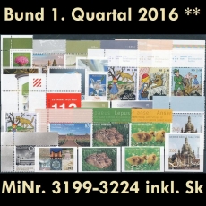 BRD MiNr. 3199-3224 ** Neuausgaben Bund 1. Quartal 2016, postfr. inkl. Selbstkl.
