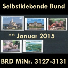 FRG MiNo. 3127-3131 ** All self adhesives January 2015, MNH, from box/sheet