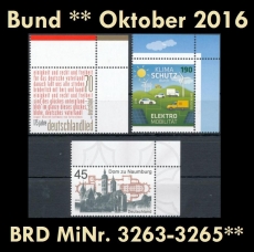 BRD MiNr. 3263-3265 ** Neuausgaben Bund Oktober 2016, postfrisch