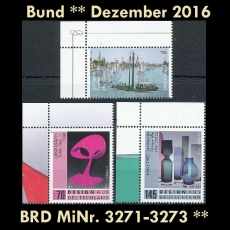 FRG MiNo. 3271-3273 ** New issues Germany december 2016, MNH