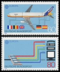 BRD MiNr. 1367-1368 Satz ** Europa: Transport- & Kommunikationsmittel, postfr.