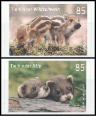 FRG MiNo. 3293-3294 set ** Animal children: Iltis & wild boar, MNH, self-adh.