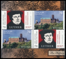FRG MiNo. 3300,3310 se-tenant printing ** Luther: Reformation & Wartburg, MNH