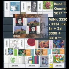 BRD MiNr. 3320-3334 + Zd 3300+3310 ** Neuausg. Bund 3. Q. 2017, postfr. inkl. Sk