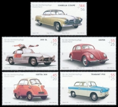 FRG MiNo. 2289-2293 Set ** Welfare 2002: Oldtimer-Automobile (I), MNH