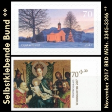 BRD MiNr. 3345-3346 ** Selbstklebende Bund November 2017, postfrisch