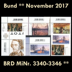 BRD MiNr. 3340-3346 ** Neuausgaben Bund November 2017, postfrisch