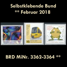 FRG MiNo. 3362-3363 ** Self-adhesives Germany february 2018, MNH