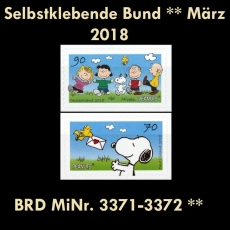 FRG MiNo. 3371-3372 ** Self-adhesives Germany march 2018, MNH