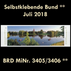 FRG MiNo. 3405/3406 ** Self-Adhesives Germany July 2018, MNH