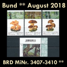 BRD MiNr. 3407-3410 ** Neuausgaben Bund August 2018, postfrisch