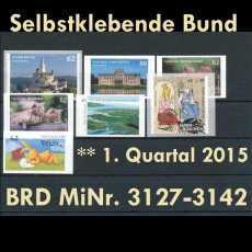 BRD MiNr. 3127-3142 ** Alle Selbstklebenden Bund 1. Quartal 2015, postfrisch