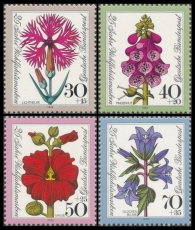 FRG MiNo. 818-821 set ** Welfare 1974: Flowers, MNH