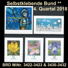 FRG MiNo. 3422-3432 ** Self-adhesives Germany Q4 2018, MNH