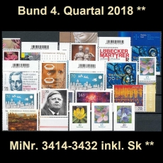 FRG MiNo. 3414-3432 ** New issues Q4 2018, MNH, incl. self-adhesives