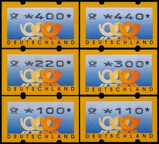 FRG MiNr. ATM 3 set 100-440 German pfennig ** Frama labels: post horn, MNH