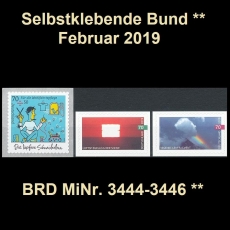 BRD MiNr. 3444-3446 ** Selbstklebende Bund Februar 2019, postfrisch