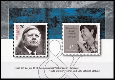 FRG MiNo. Block 83 (3429 + 3448) ** Helmut and Loki Schmidt, MNH