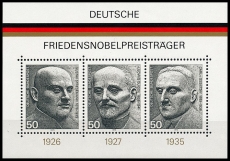 FRG MiNo. Block 11 (871-873) ** German Nobel Peace Prize Laureates, MNH