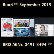 BRD MiNr. 3491-3494 ** Neuausgaben Bund September 2019, postfrisch