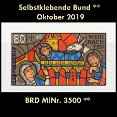 BRD MiNr. 3500 ** Selbstklebende Bund Oktober 2019, postfrisch