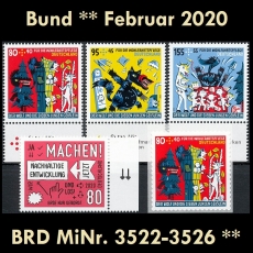 FRG MiNo. 3522-3526 ** New issues Germany February 2020, MNH