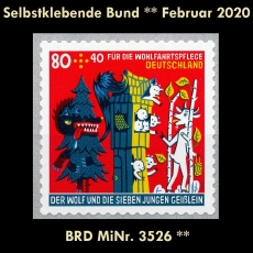 BRD MiNr. 3526 ** Selbstklebende Bund Februar 2020, postfrisch